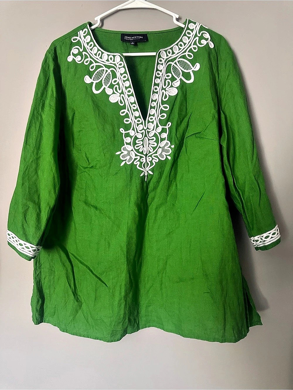 Jones New York Embroidered Tunic in Green Size 1X